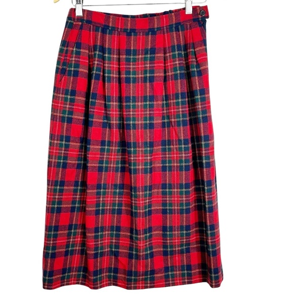 VINTAGE PENDLETON Authentic Royal Stewart Tartan Plaid Wool Skirt Petite - Picture 1 of 7